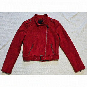 BANANA Republic Red Vegan Faux Suede Moto Jacket XS